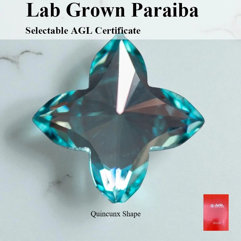 

Lab Grown Sapphire Paraiba quincunx VVS1 Charms Diy Advanced Jewelry Making Materials Selectable AGL Certificate