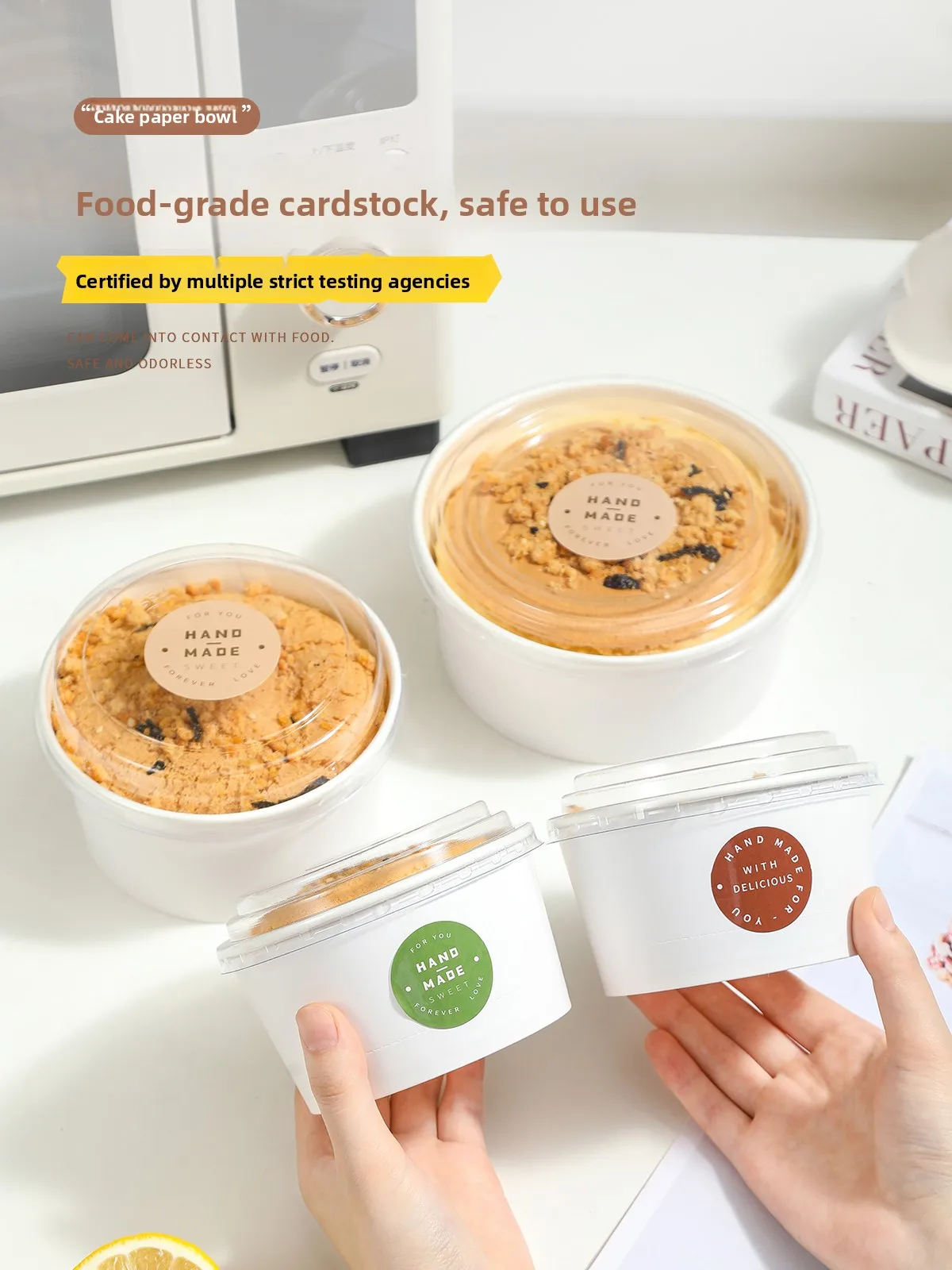 Disposable Paper Bowl for Chiffon Cake Baking 6 Inch 4 Pieces Household High Temperature Resistant Paaging Paper Box