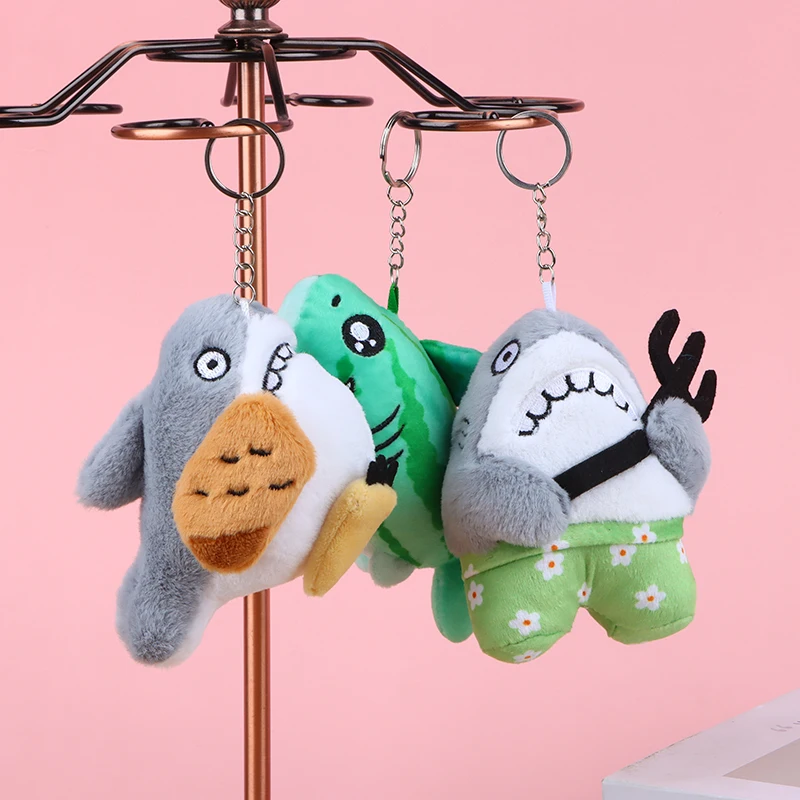 Funny Shark Plush Toy Cartoon Pendant Soft Stuffed Doll Keychain Backpack Car Bag Key Ring Decor Kid Gift