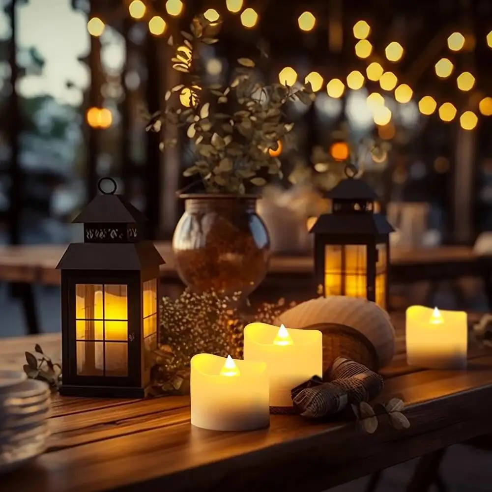 24/48 قطعة عن بعد عديمة اللهب الخفقان LED شمعة بطارية تعمل الإبداعية Ing Led شموع إضاءة الزفاف عيد الميلاد ديكور للطاولات