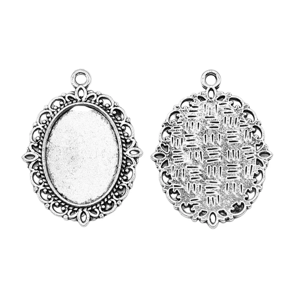 WYSIWYG 30x40mm 18x25mm 13x18mm Inner Size Vintage Antique Silver Color Antique Bronze Color Oval Cameo Cabochon Base Setting