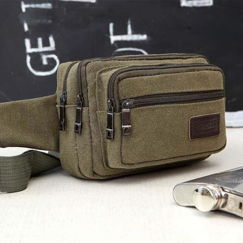

Large Capacity Canvas Fanny Pack Unisex Casual Style Waterproof Wear Resistant Wallet for Business And Work Site