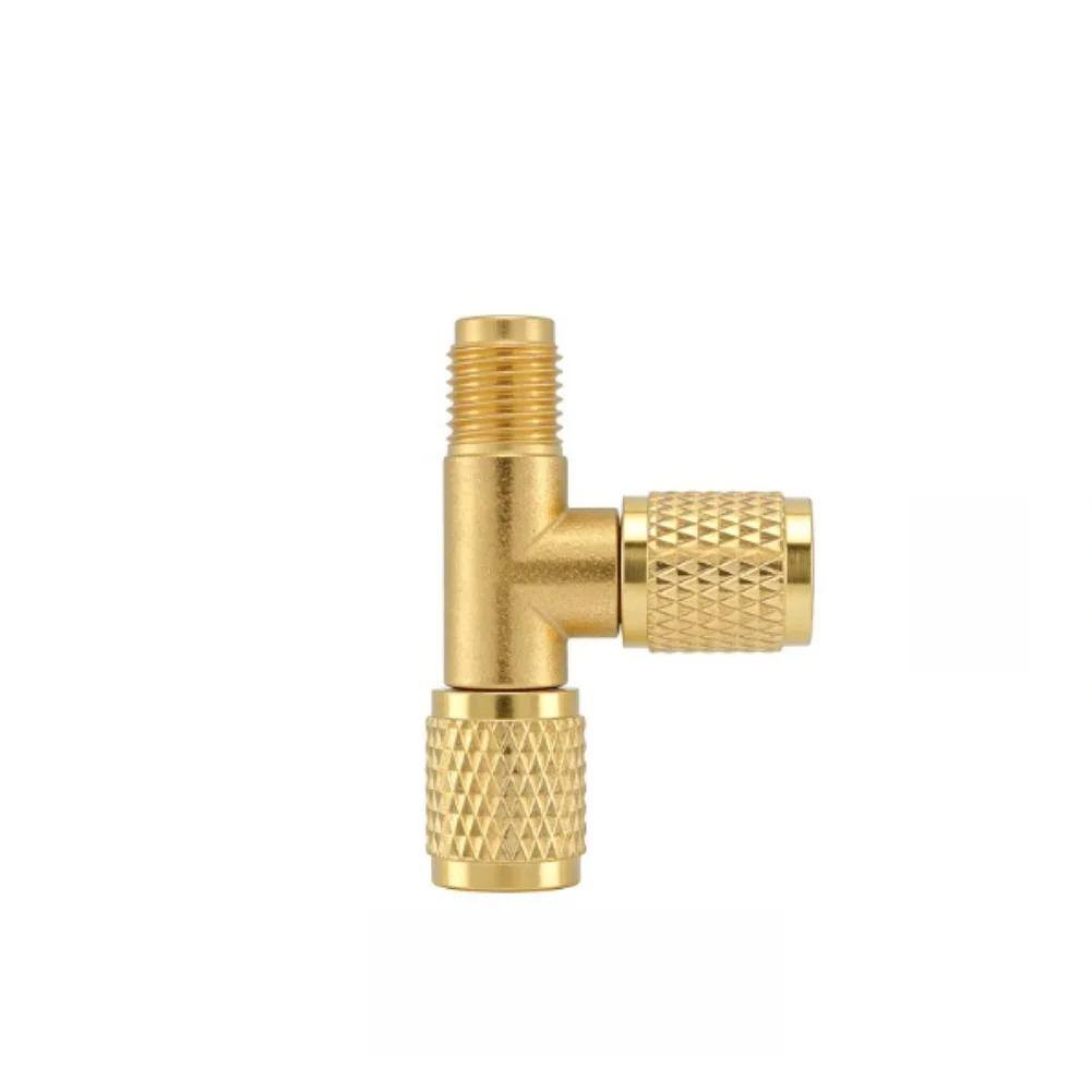 1pc Copper Vacuum Gauge Tee Adapter 1/4 UNF Thread 360 Rotatable For Vacuum Pump Three Way Valve Air Compressor Tool