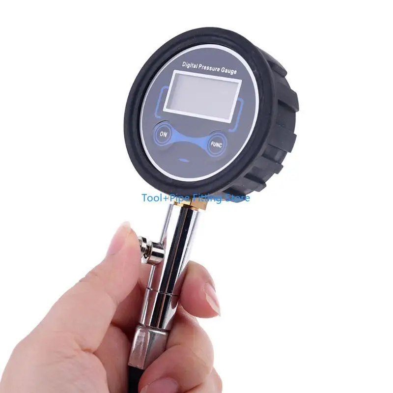 F92B Heavy Duty Air Pressure Gauge with Rubber Hose and Quick Coupler Air Compressor Inflating Tube 200PSI Car Truck