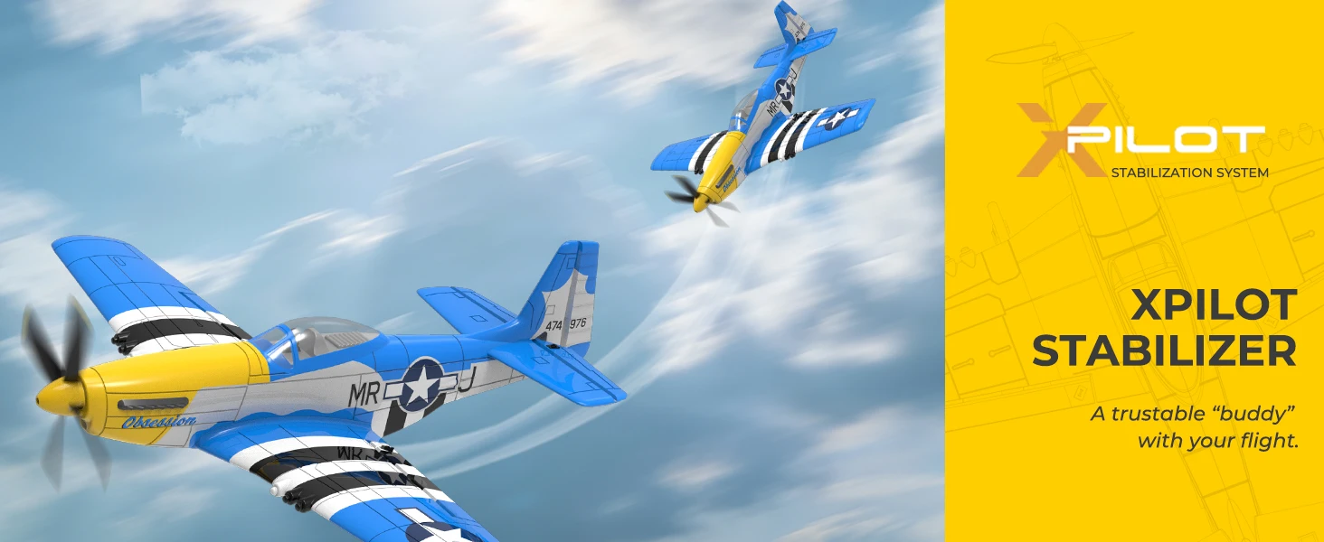 Volantexrc 4-CH P-51D Mustang RC Plane, One-Key Aerobatic, 6-Axis Gyro, 30 Min Flight, Beginner to Pro, Ideal Outdoor Gift.