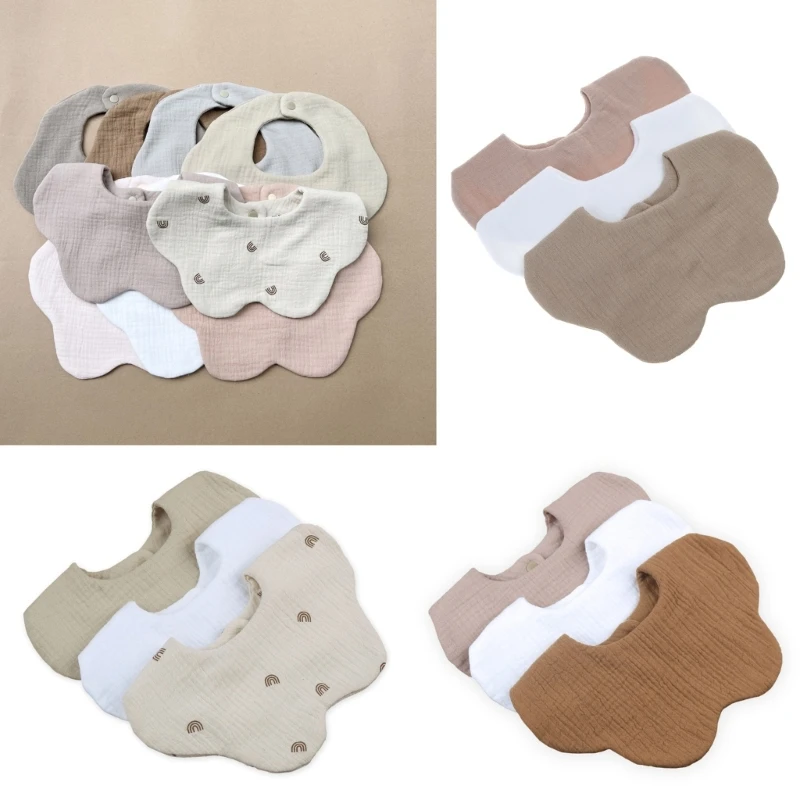 3-Pieces Baby Feeding Drool Bibs Soft Breathable Newborn Nursing Bib Shower Gift