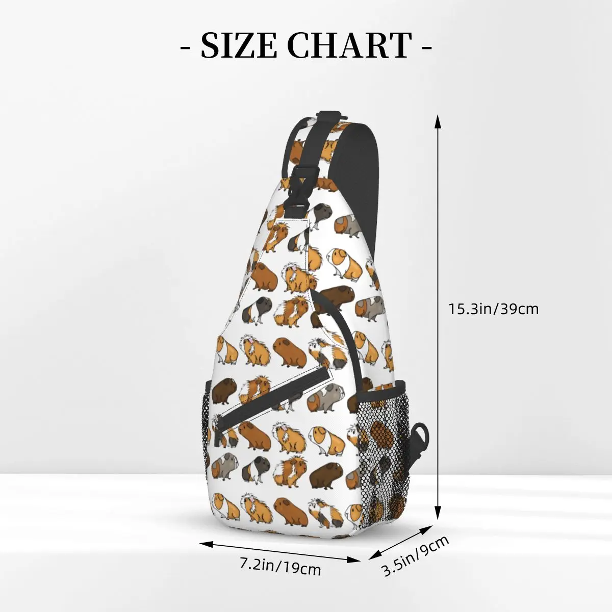 Guiné Porco Kawaii Crossbody Sling Bag Impresso Saco Peito Bonito Animal Amante Ombro Mochila Mochila Caminhadas Viagem Bookbag