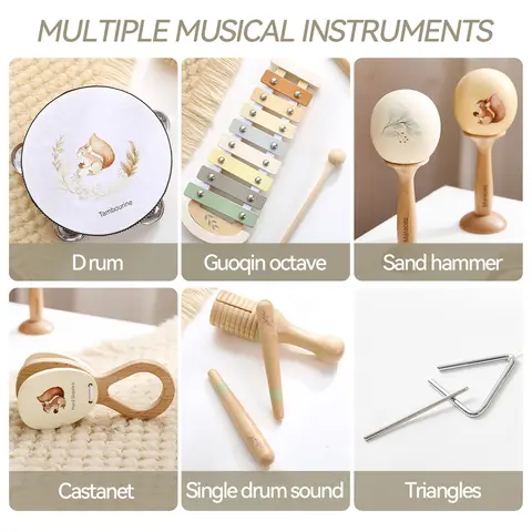Drum Musical Xylophone Musical Instruments Montessori Music Baby 0 12 Months Toys Drum Xylophone Kids Early Educational Wooden Instruments Baby Toys