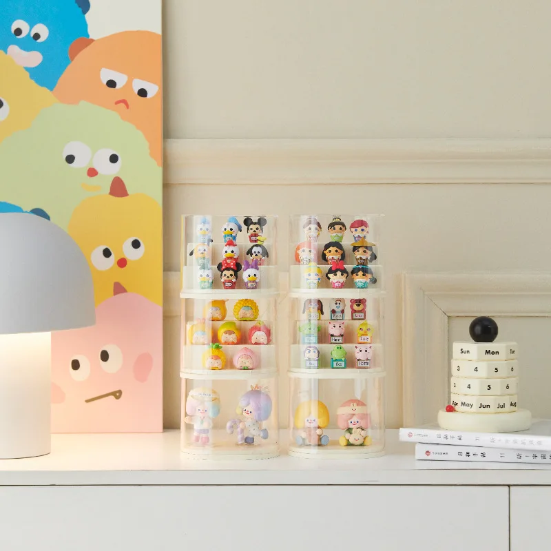 

Милая новая глухая коробка для хранения, простой стиль, настольный пыленепроницаемый и красивый кукольный шкаф, подставка для фигурок