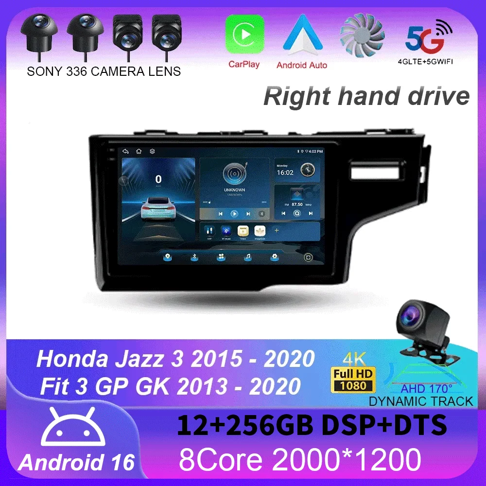 For Honda Jazz 3 2015 - 2020 Fit 3 GP GK 2013 - 2020 Car Radio Multimedia Video Player Navigation Stereo GPS Android 16