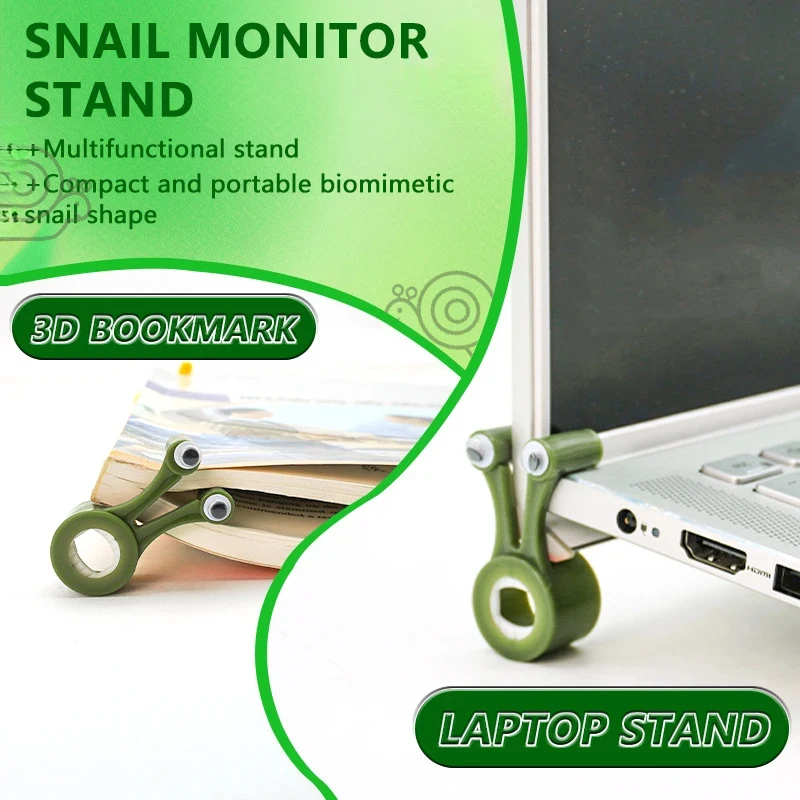 Cute and Quirky Snail-Shaped Desktop Riser for Slim Laptops, Adorable Monitor Stand with Sticker-Friendly Surface view 2