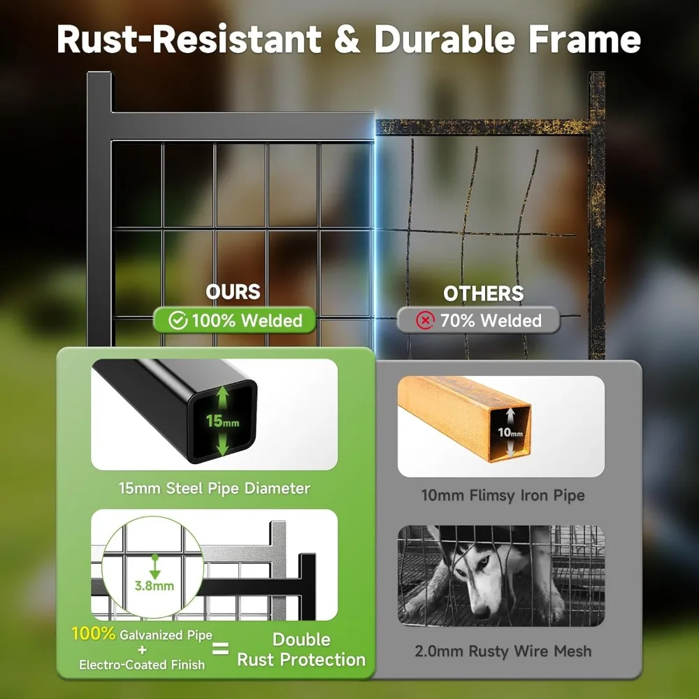 Wetterfeste Hundehütte für den Außenbereich mit abnehmbarer Tür und Hinterhof-Laufstall für Haustiergehäuse