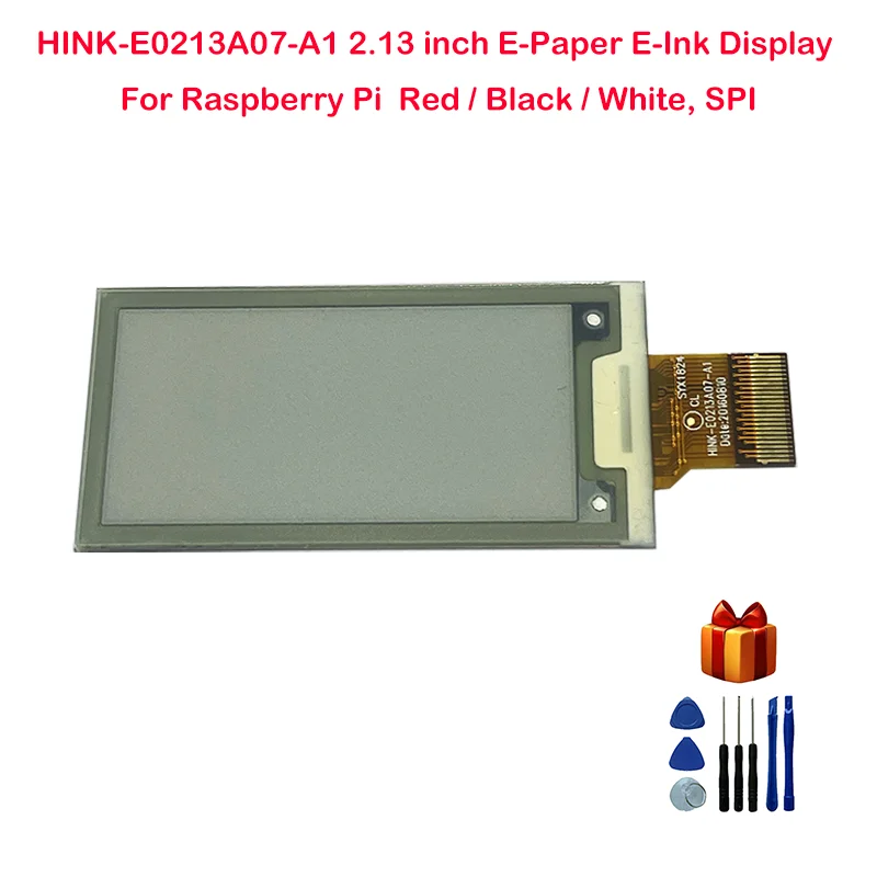 

HINK-E0213A07-A1 2.13 inch E-Paper E-Ink Display For Raspberry Pi Red / Black / White, SPI