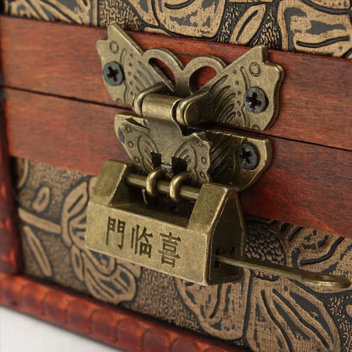 *A91P 3X Large Decorative Trinket Jewelry Lock Handmade Vintage Wooden Storage Gift Box