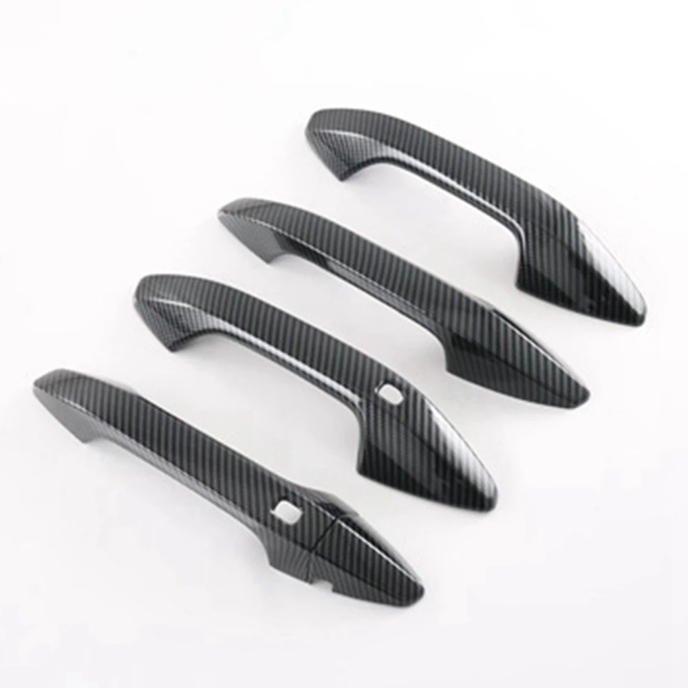 تصفيف السيارة 4 قطعة ABS ألياف الكربون الجانب الخارجي غطاء مقبض الباب الكسوة لكيا سبورتاج NQ5 2021 2022