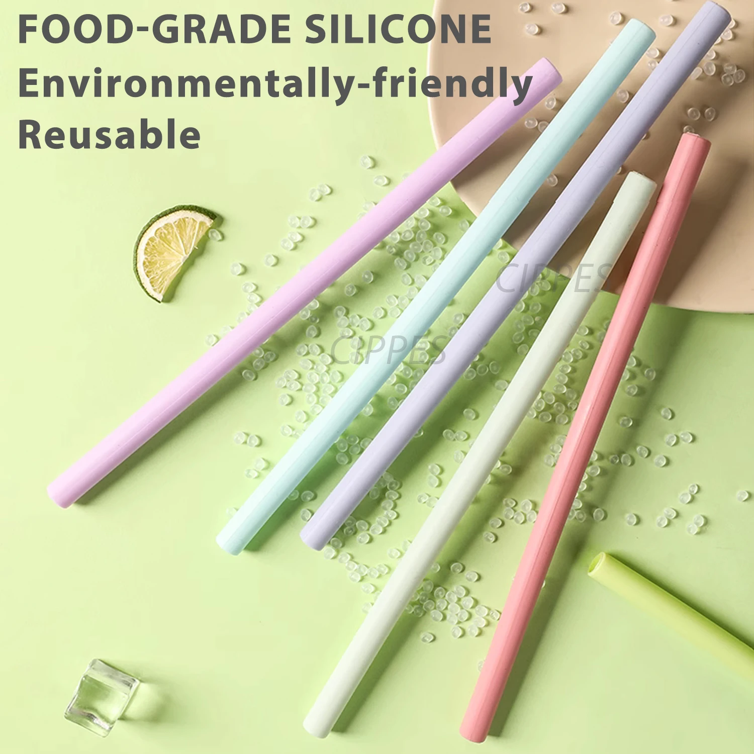 

Reusable Colorful Silicone Straws Safe Scratch-Resistant & Heat-Resistant Bubble Tea Straw Cup Accessories