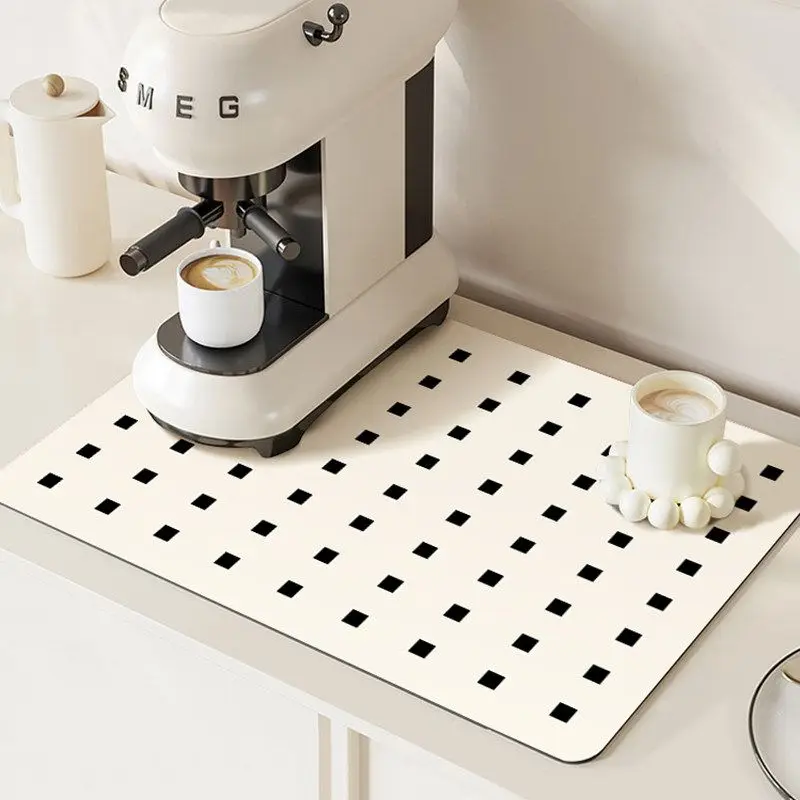 VIKAMA Heat Resistant Placemat Checkered Print Trivet Table Mat for Coffee Machine Kitchen Home Decor