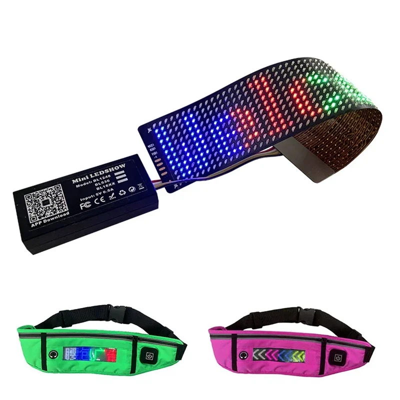 12*48 Pixels Flexible LED Display Panel APP Programmable Matrix Screen Individually Addressable Battery Rechargeable LED Display