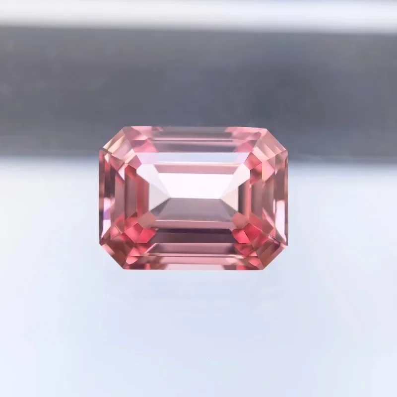 

A- High Quality Lab Grown Padparadscha Emerald Cut Red Lotus Color Charms Jewelry Making Main Materials Selectable AGL Certifica