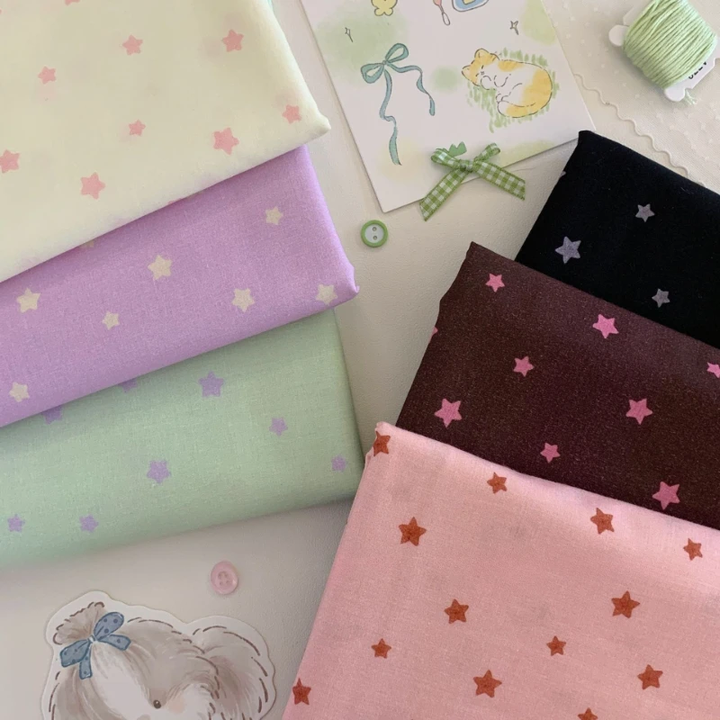 100% Cotton Printed Fabric 6colors Star Fabric Christmas Decorate 0.5/1/2yard DIY Sewing Kid Clothing Hair Ties Bags Accessories