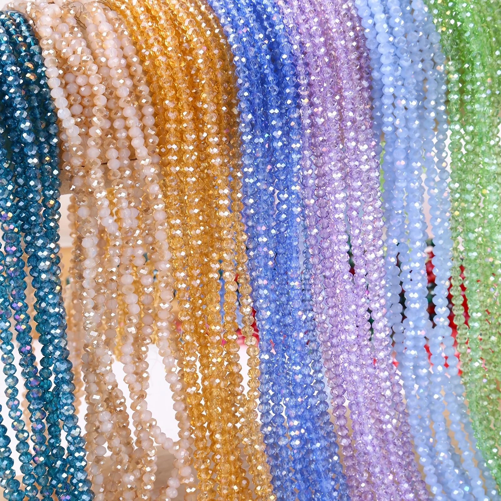 10 Strands 4mm Crystal Rondel Coating colors Faceted Glass Beads For Jewelry Making DIY Female Bracelet Necklace Jewelry