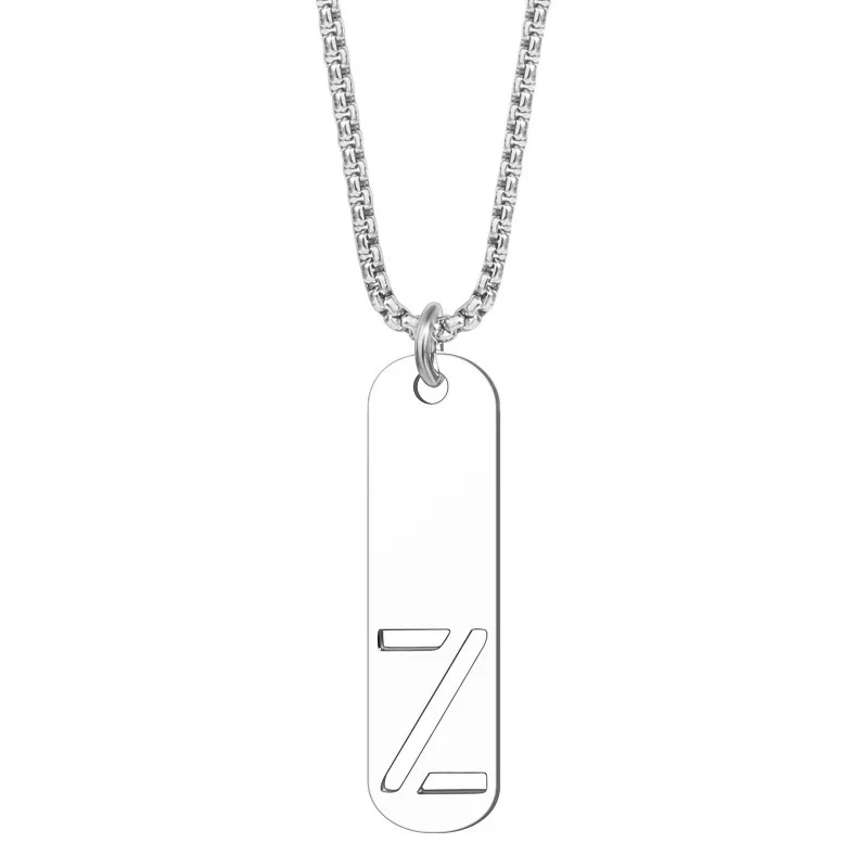 Stainless Steel Hollow Initial Letter Alphabet Pendant Necklace for Women Men