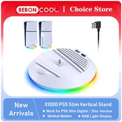 BEBONCOOL X1000 For PS5 Slim Vertical Stand with Charging Cable For PS5 Slim Vertical Station Small Space Base