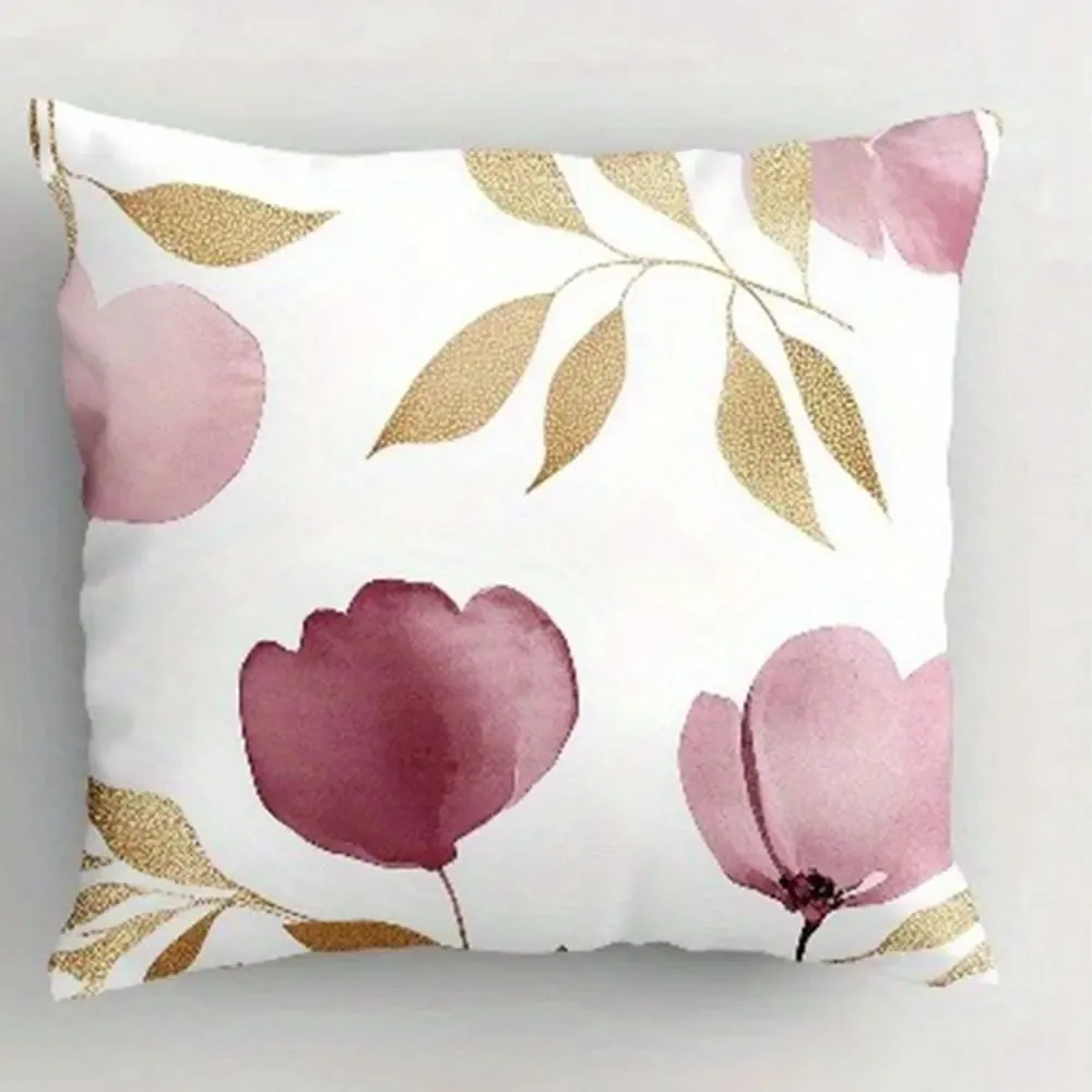 Home Decorative Pillowcase Pink Flower Pattern Bedroom Living Room Sofa Decorative Cushion Cover