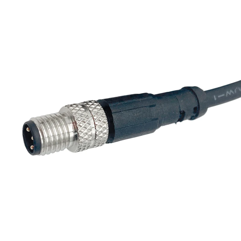M8 Sensor Connector Single Terminal +2m Shield Wire IP67 Screw Threaded Plug Coupling Straight/Angle 3/4/6/8 Pin Adapter Socket