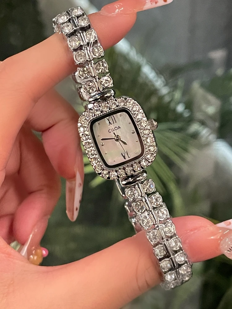 

CILOA full diamond watch light luxury niche art high value fashion trend women's watch 2024 new workplace women's bracelet watch