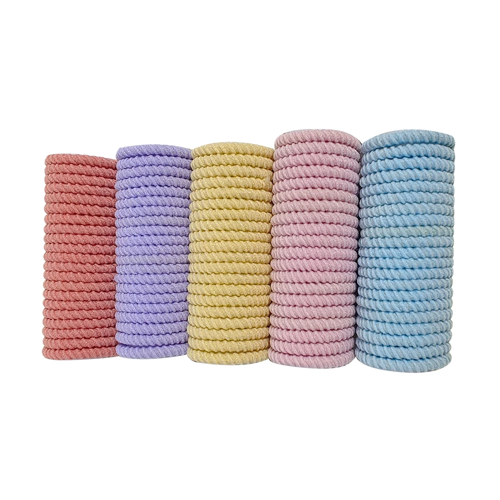 [100 confezioni] l\'elastico per bambini non danneggia i capelli anello per pollice piccolo filo elastico alto Set di Scrunchies senza cuciture per