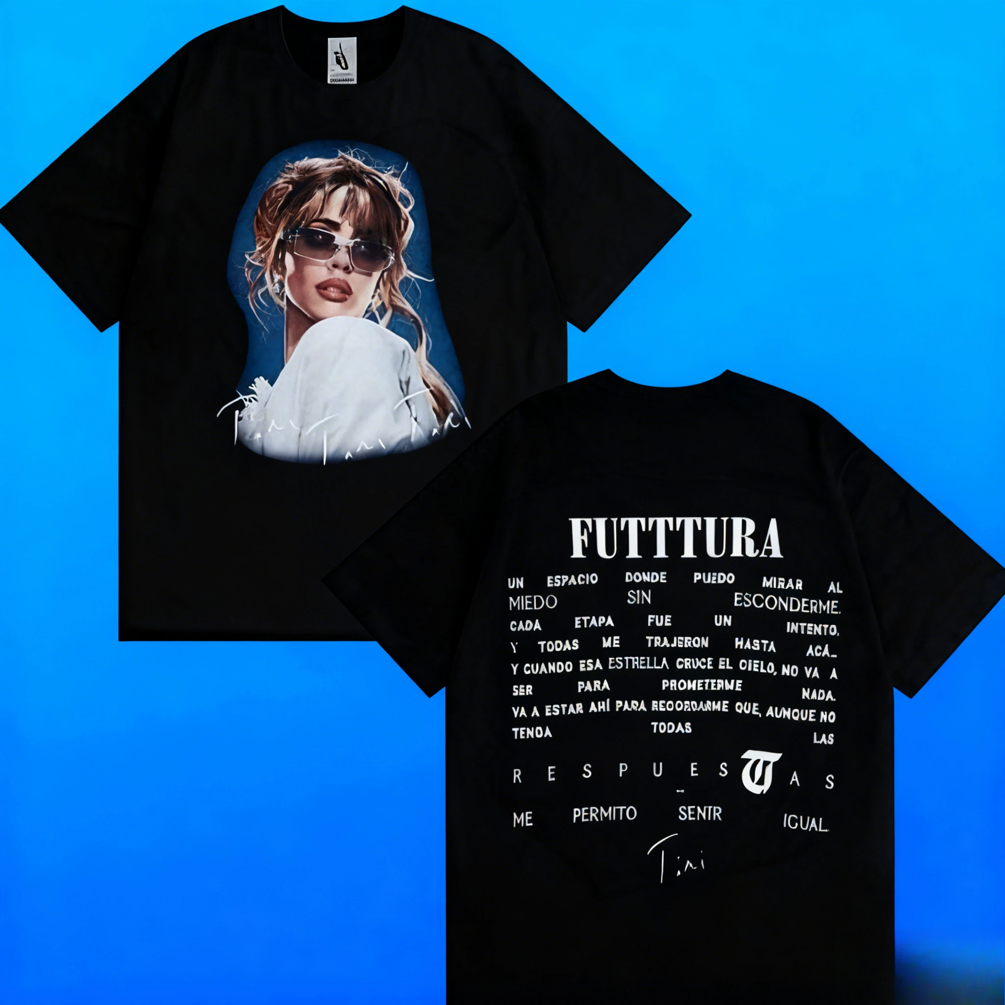 2025-26 الصيف ضرب المغني صيني ألبوم فوتتورا موسيقى البوب القوطية 2025 الصيف طباعة 100% القطن الخالص موضة فضفاض تي شيرت غير رسمي