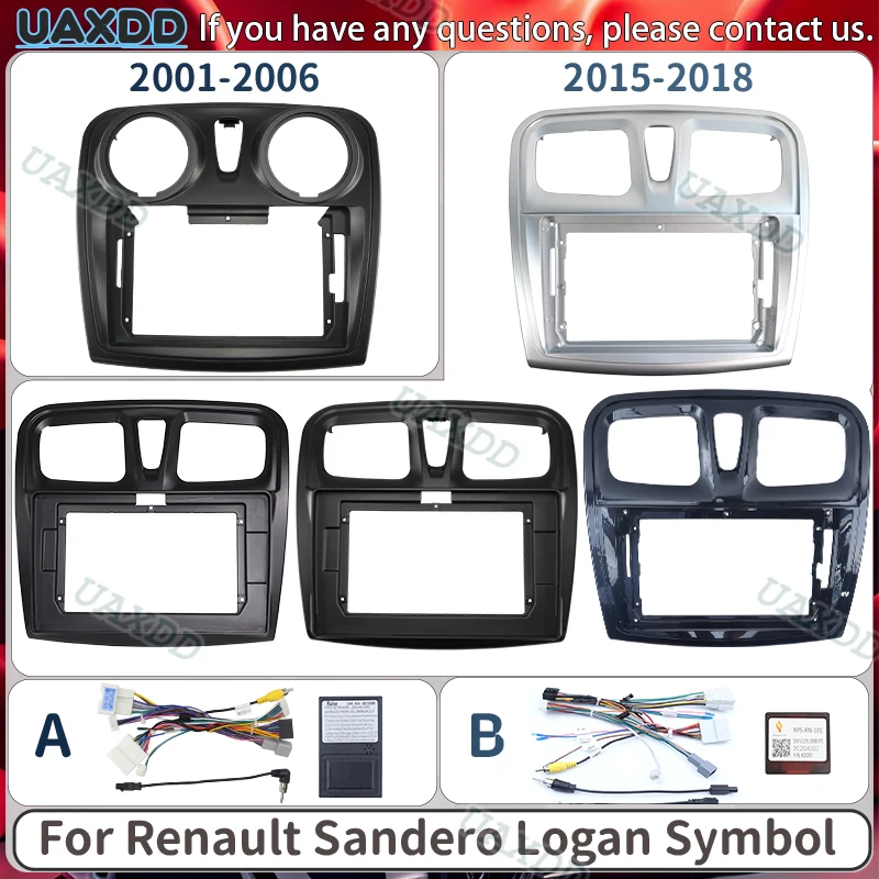 Accessories Radio Android Frame Fascia Dashboard Kit Panel Decoder Canbus For 2012-2018 Renault Sandero Logan Symbol 9 10.1Inch
