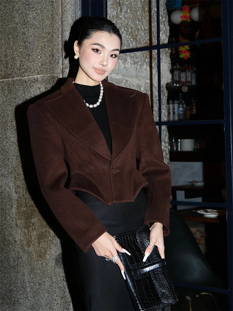 

Retro Short Woolen Coat Women's Fashionable Stylish Autumn Winter New Style High Quality Elegant Lady Match All over Top