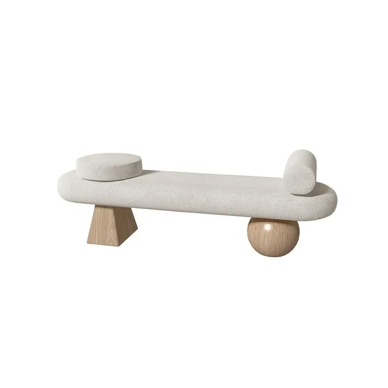 

Nordic solid wood lamb wool, bedroom bedside stool, living room leisure bench sofa