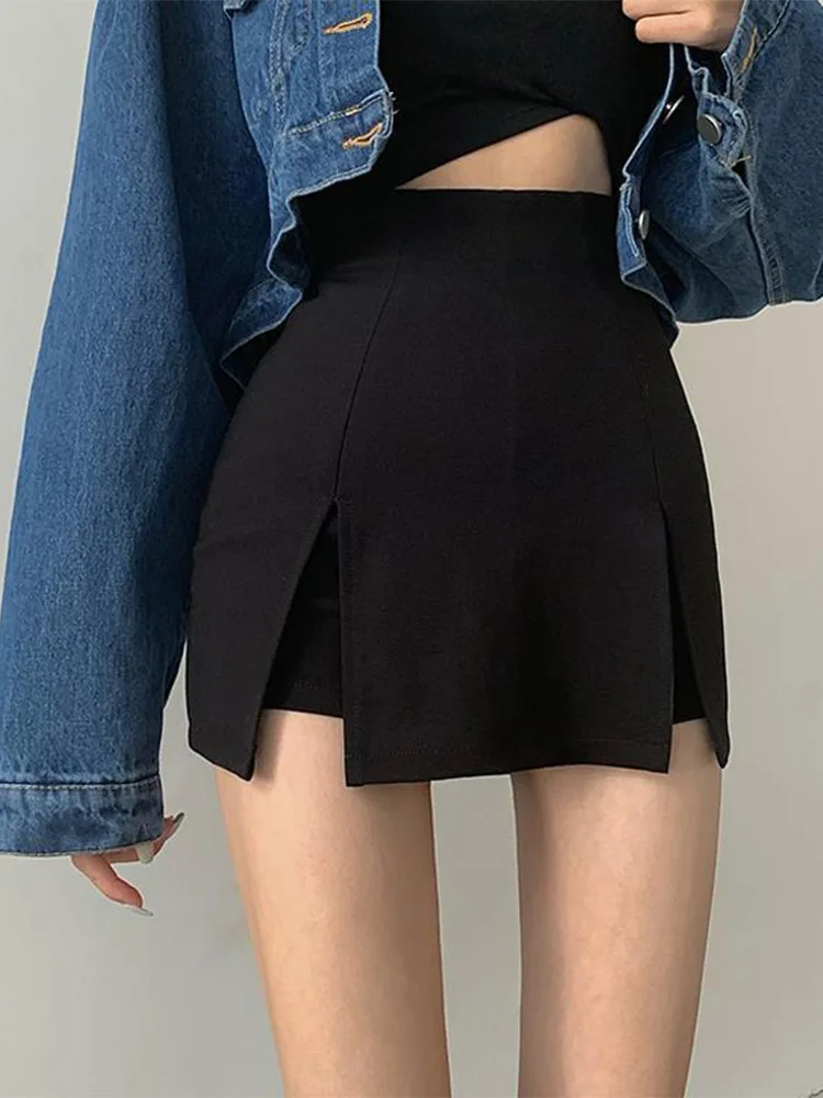 Sexy Split Shorts Skirt Women's Office Ladies Suit Skirt Summer New Black Mini A-line Pants Skirt High Waist Wide Leg Shorts