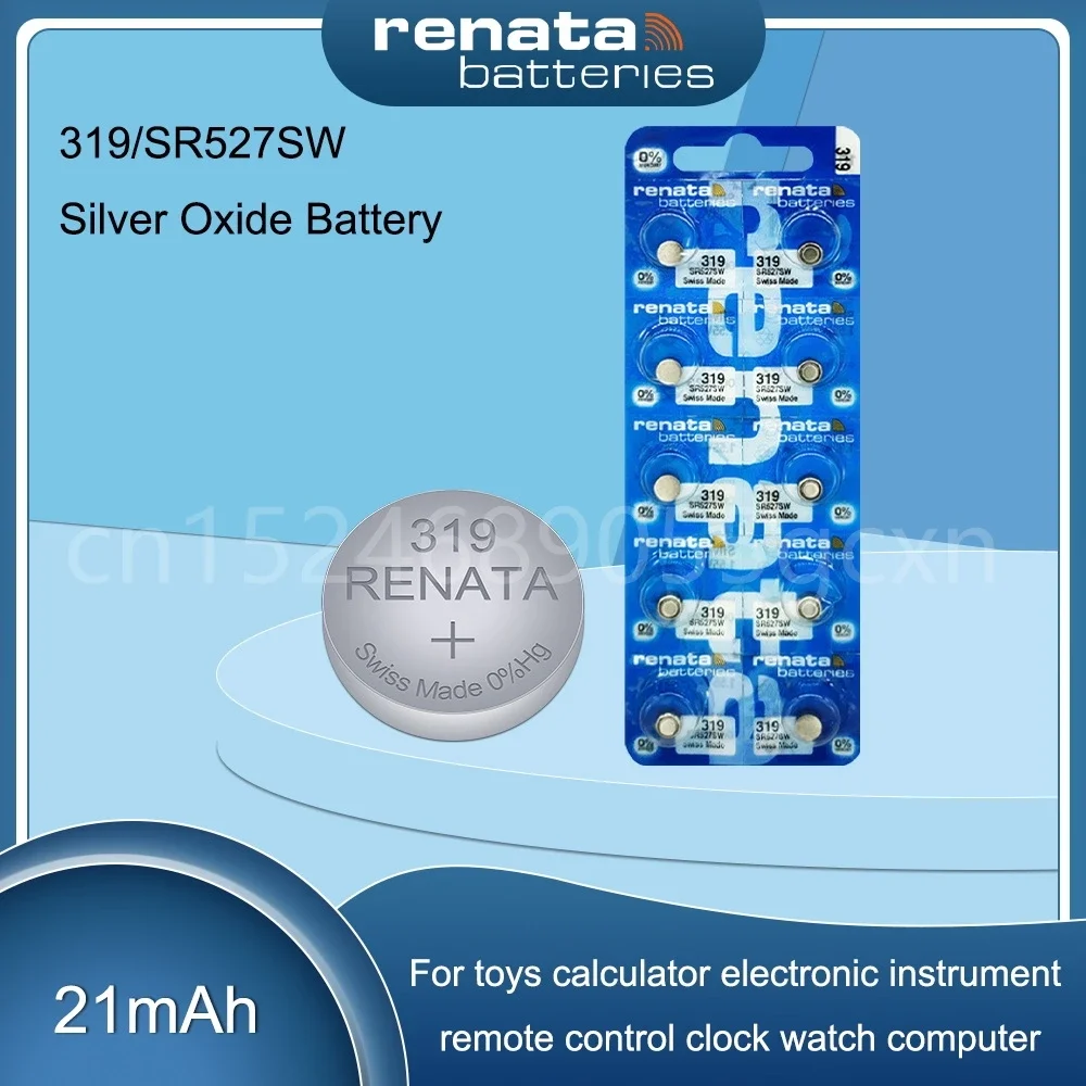 Original Renata 319 SR527SW SR527 LR527 1.55V Silver Oxide Watch Battery for Toy Scale Watch Swiss Made Button Coin Cells