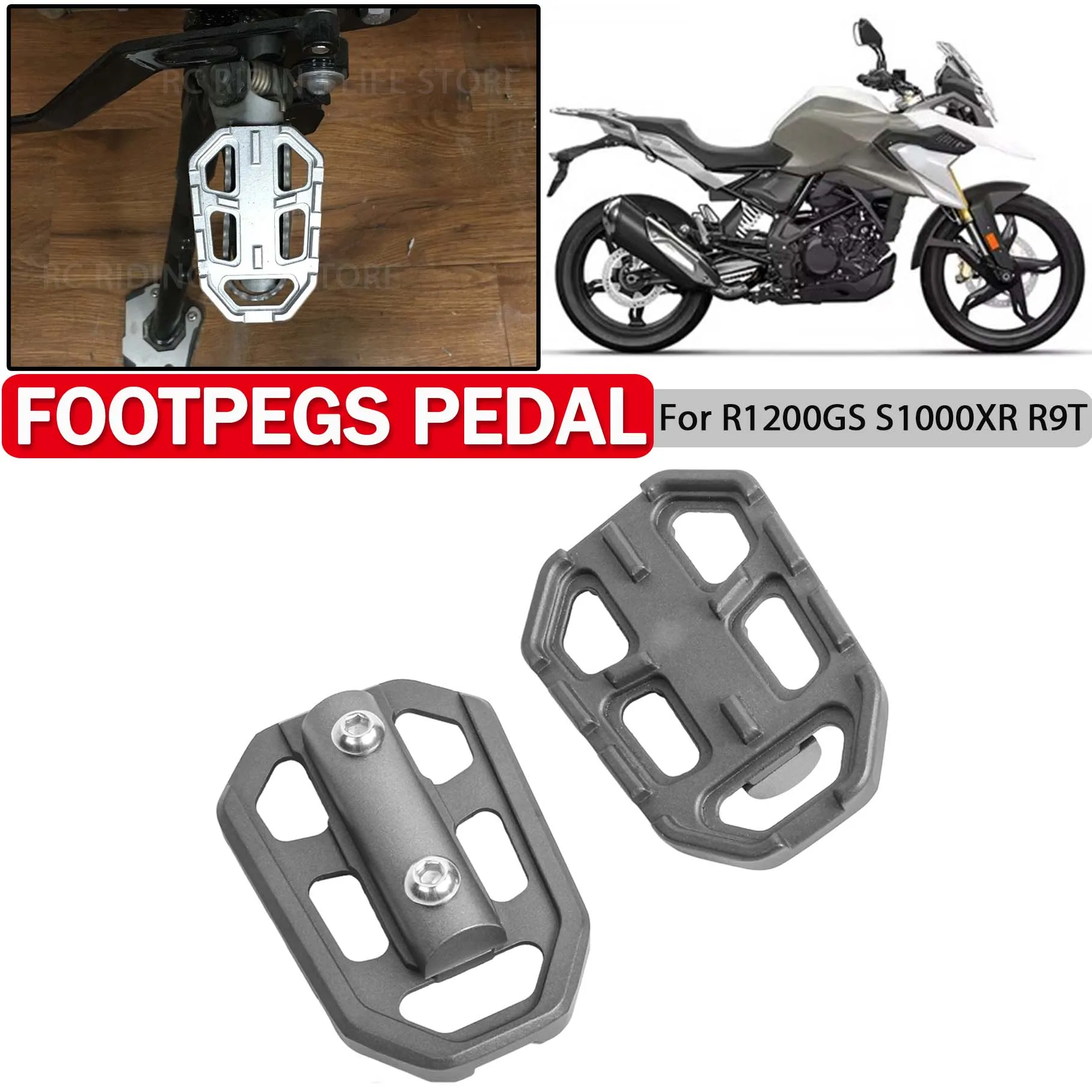 

For BMW R1200GS S1000XR G310GS R1200 G310 GS R9T R Nine T Scrambler Urban Motorcycle Billet Wide Foot Pegs Pedals Rest Footpegs