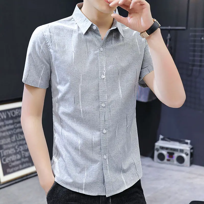 Men's Shirt And Blouse With Sleeves Xxl Wholesale Cotton Cheap Male Top Brand Normal Fashion 2024 Cool Short Sleeve Clothes