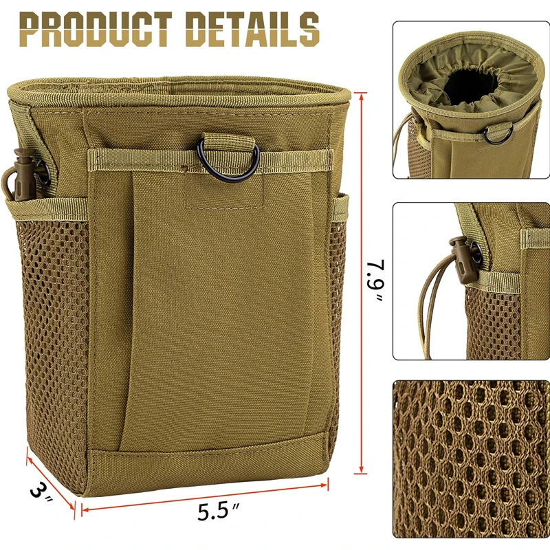 Tactical Molle Drawstring Revista Dump Pouch, Munição Utility Belt, Hip cintura Bag, Suprimentos ao ar livre, Pacote 2