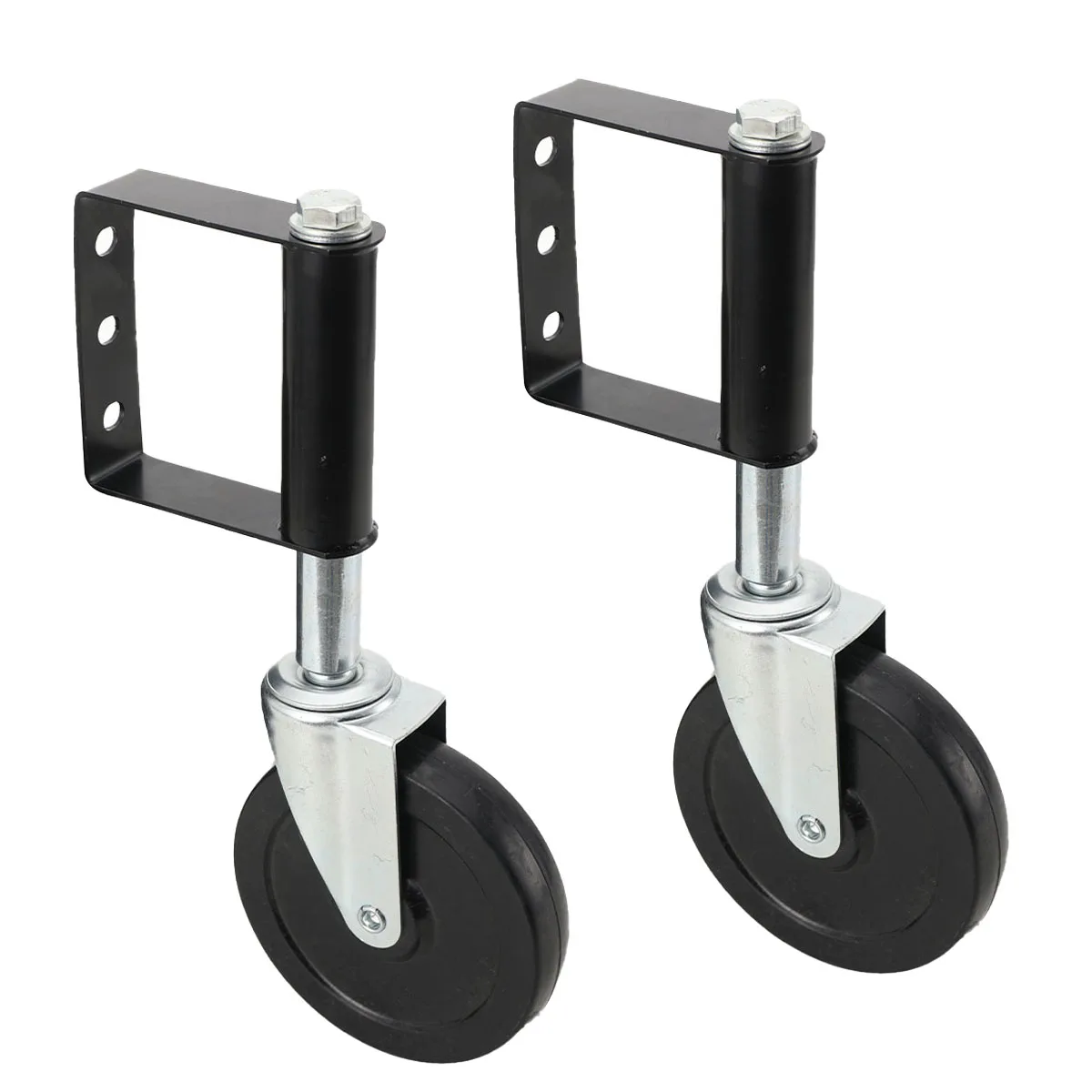 2 Stück 125 mm 360 ° Drehbares Torrad, federbelastete Torzaunrolle mit 360-Grad-Drehgelenk, Tragfähigkeit 160 kg – Detail 1