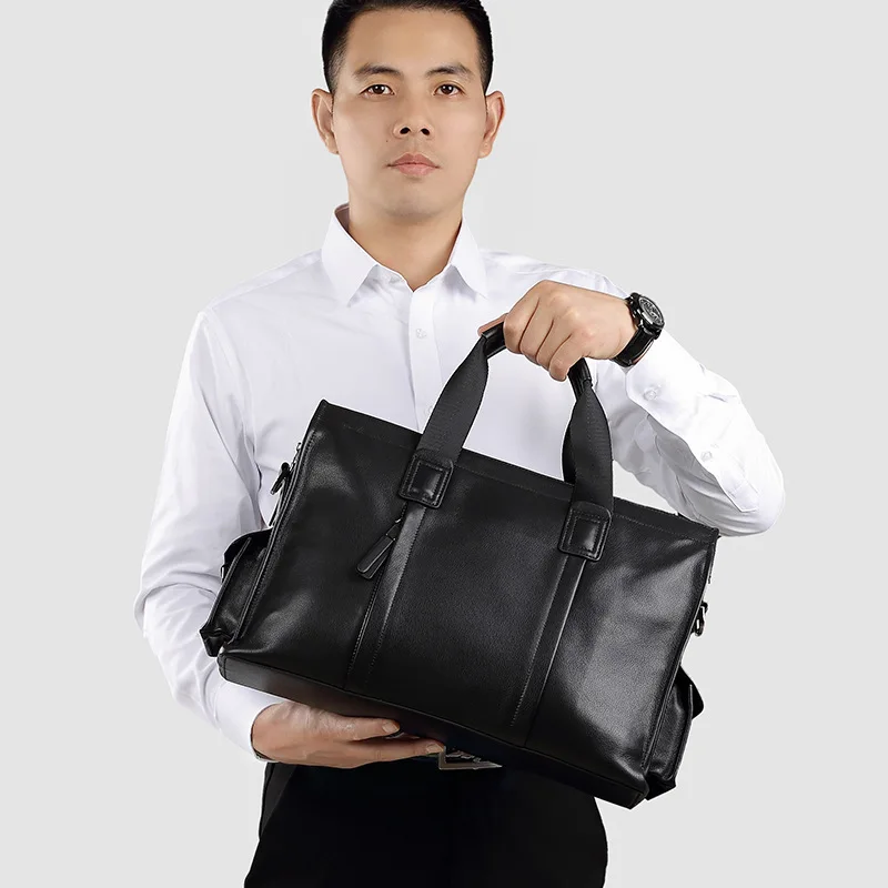 Large Capacity Business Casual Luxury Messenger Bag Men Leather Trend Men's Commuter Top Layer Cowhide Handbag Briefcase