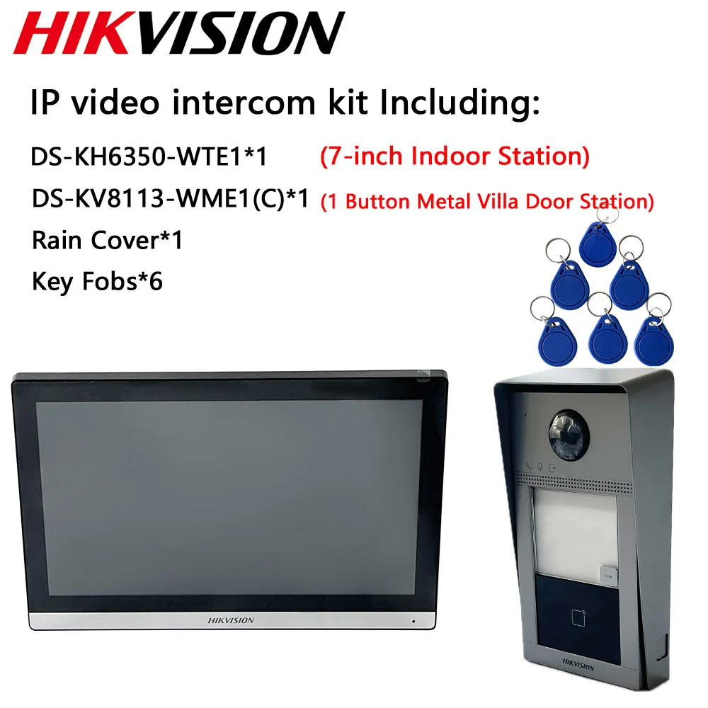 Hikvision 7-inch IP-video-intercomkit DS-KH6320-WTE1 DS-KH6350-WTE1 DS-KH8350-WTE1 DS-KH9310-WTE1(B) DS-KV8113-WPE1(C) Station