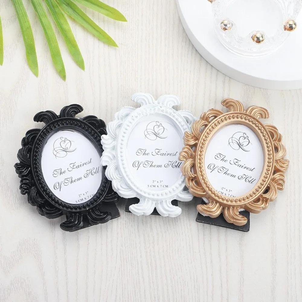 Exquisite Resin Material Oval Photo Frame Vintage Oval Baroque Frame Baroque Style Picture Holder Wedding Scene