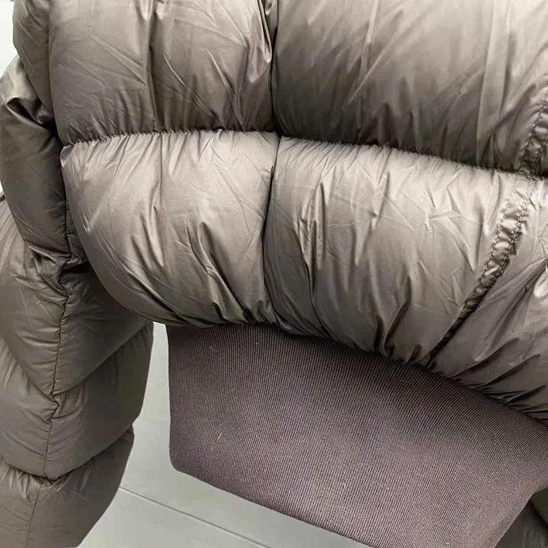 سترة نسائية قصيرة بغطاء للرأس، معطف منتفخ دافئ كاجوال ومتعدد الاستخدامات، سترة مملوءة بالبط الأبيض عالية الجودة، 2025 #5