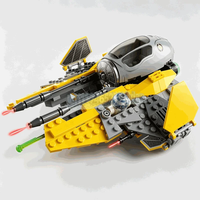 NEW 248Parts Yellow Space Interceptor Building Blocks Sci Fi Starship Model Creative DIY Assembly Toy Collection Festival Gifts - view 2
