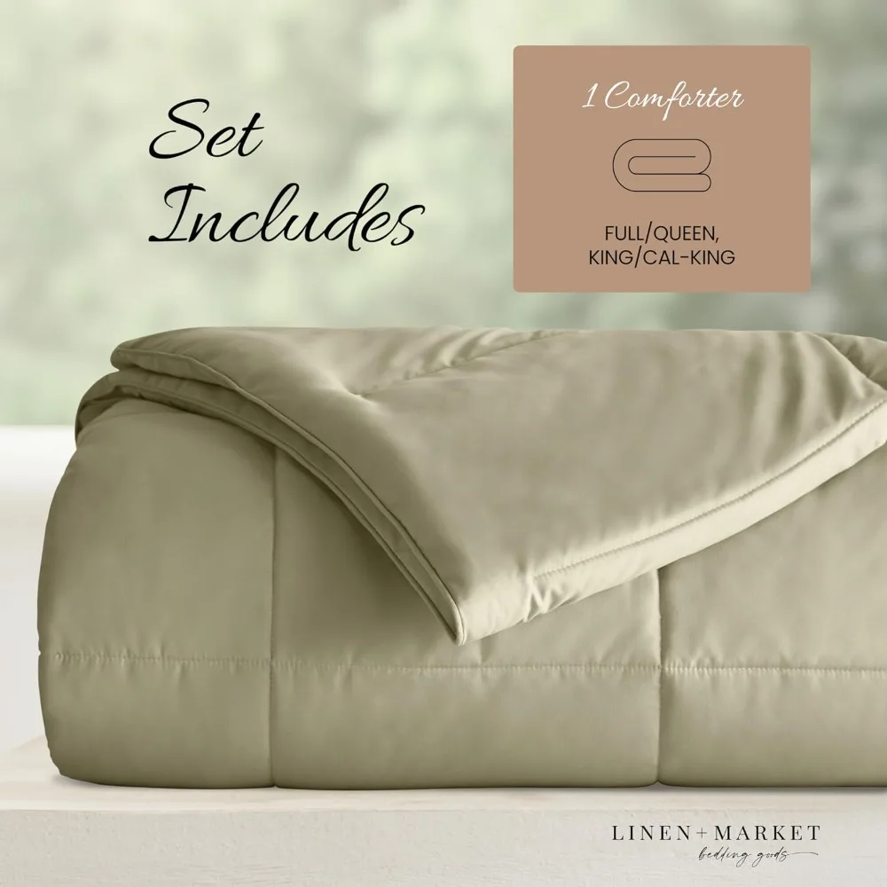 Linen Market King Comforter 1 Piece Sage Soft Lightweight Down Alternative King & California King