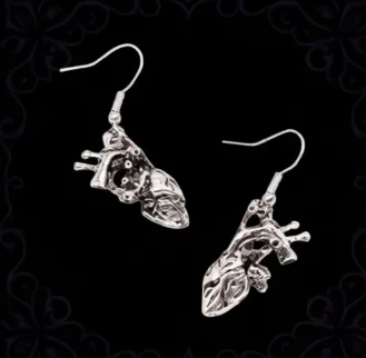 Gothic Anatomical Heart Earring Human Anatomy Oddities Medical Witch Halloween Goth Jewelry