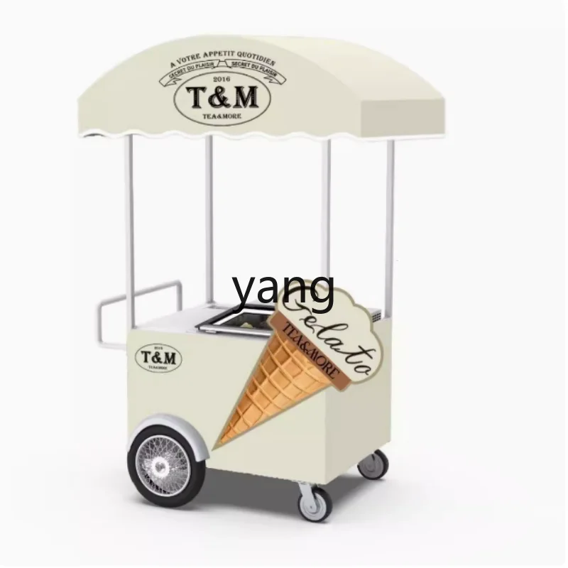lhh1 Iron Art Ice Cream Stall Cart Multifunctional Dessert Cart Commercial Display Stand Street Stall Cart