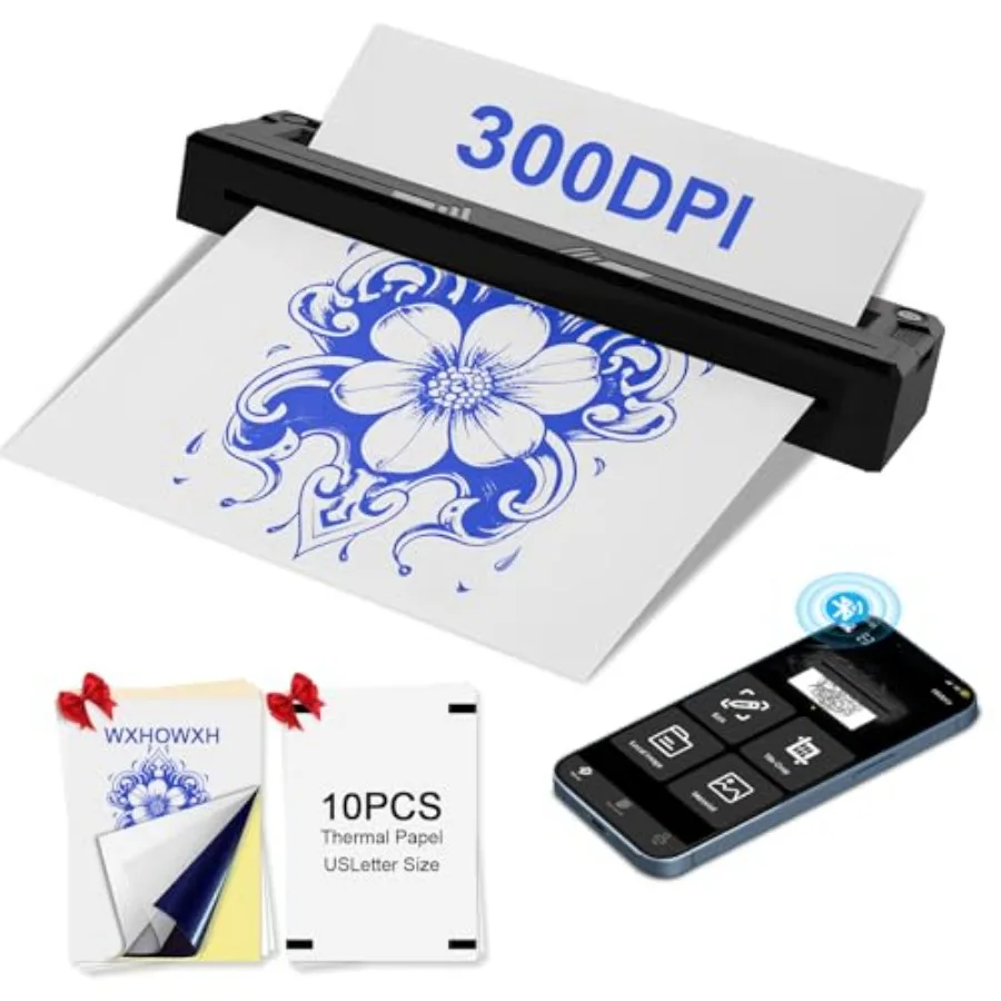 

2026 New Tattoo Stencil Printer for Tattoo ArtistsandBeginners300 DPI Tattoo Machine with Tattoo Transfer Paper Portable Wirele